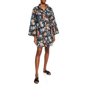 ETRO Fern Floral Paisley Cotton Jewel Button Dress